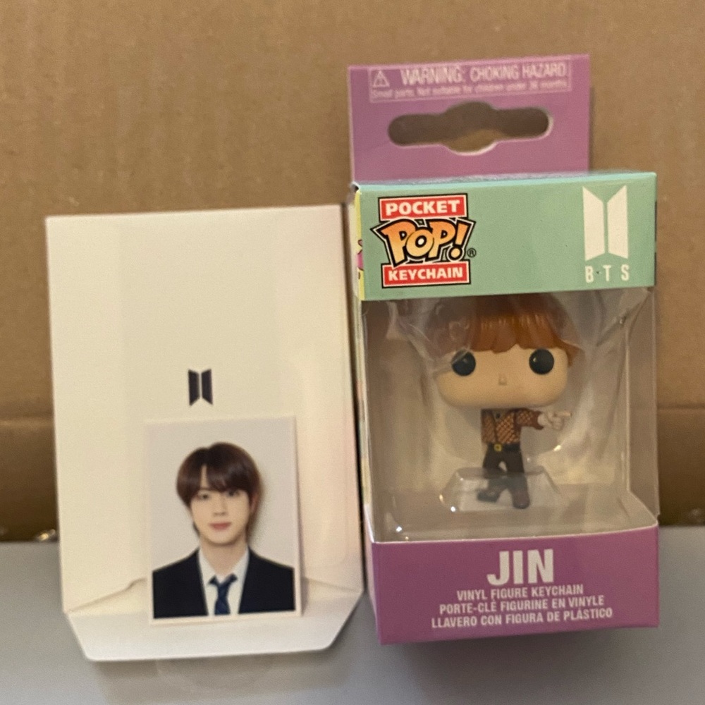 BTS JIN Dynamite Funko Pop Keychain w ID photo
